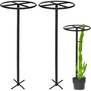 2 Pcs Adjustable Round Metal Dragon Fruit Plant Trellis 12" x 12" x 50" Durable Vertical Support Tower Plant Cage for Gardening Climbing Plants Trees Cactus Outdoor Garden, Installation Required