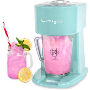 Nostalgia Retro 40-Ounce Frozen Beverage Station - Slushie Machine and Ice Shaver with Automatic Mixing for Soda, Cocktails and Margaritas - Easy & Safe Use - Aqua