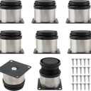 8 Pack 2 Inch Silver Adjustable Furniture Legs, 50mm Stainless Steel Cabinet Metal Kitchen Furniture Feet for Cabinets, Tables, Sofas, Shelves, Worktop, Load 100Lbs 45kg