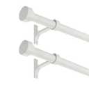 2 Pack Heavy Duty 1 Inch Diameter Single Curtain Rods 72-144” Adjustable Window Curtain Rod with Cylindrical Cap Finials, Wall Mount and Ceiling Mount, Matte White