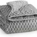 Super Soft Luxury Fleece Sherpa Weighted Blanket for Teens, 7lbs Small Weighted Lap Blanket for Adults, Turtle Shell Cozy Warm Throw for Winter, Compact Heavy Blanket for Better Sleep, Grey, 41"x60"