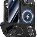 Goton for iPhone Air Case with Privacy Tempered Glass Screen Protector & Camera Lens Protector, Compatible with MagSafe, Invisible Kickstand, Shockproof Phone Cover for iPhone 17 Air, Black