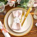 Patelai 36 Pcs White Flower Napkin Rings Bulk Gold Cloth Napkin Holder Set Floral Serviette Buckles Table Decor for Mothers Day Wedding Banquet Birthday Baby Shower Dinner Daily Use