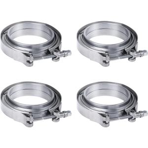 JDMSPEED New 3" V-Band Flange Clamp Kit With Ridge 4 Pcs Stainless Steel Replacement For Exhaust Downpipe (4)
