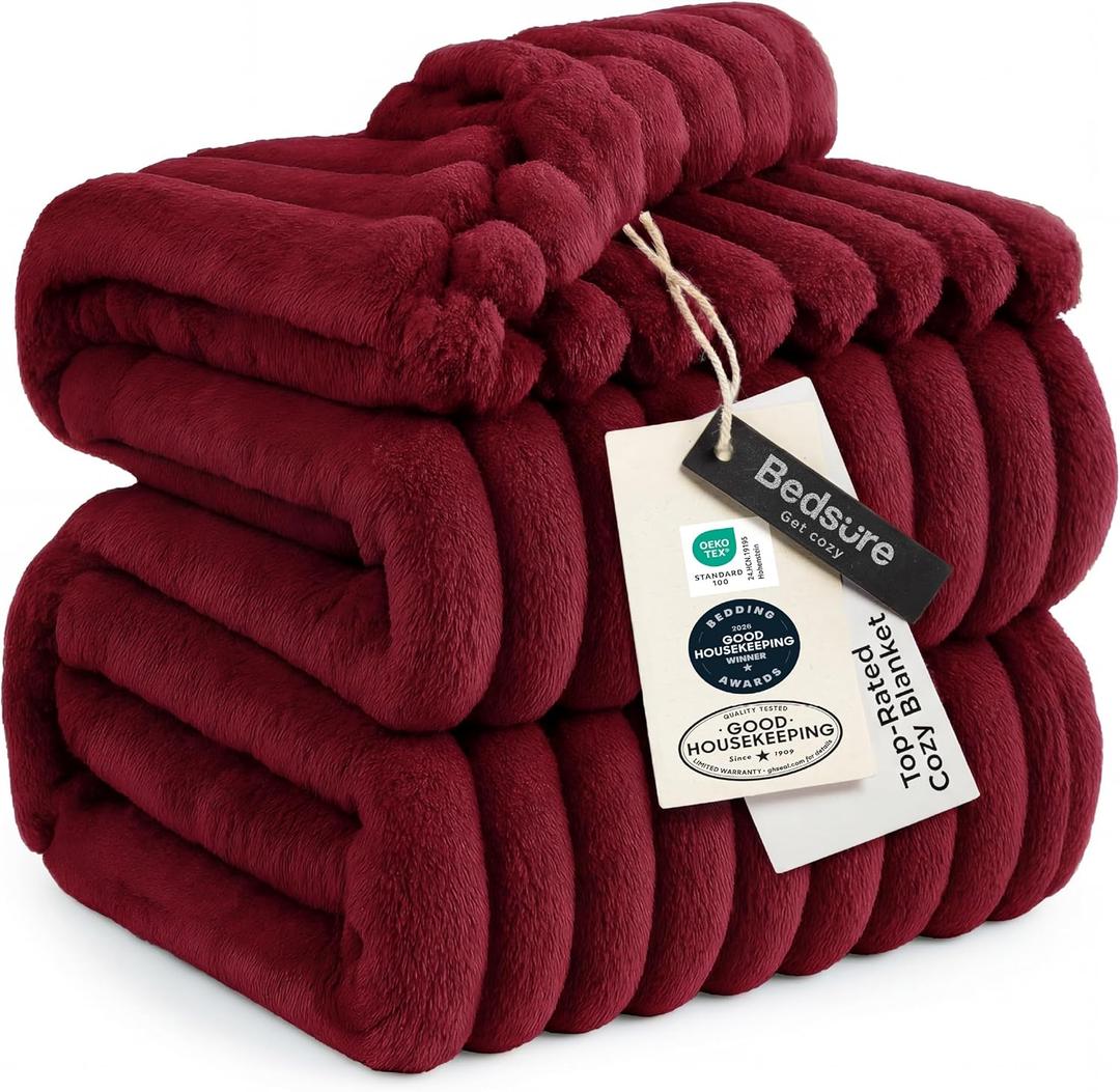 Bedsure GentleSoft Deep Red Full Blanket for Bed - Cozy Soft Blankets for Women, Cute Large Throws for Girls, 84x90 Inches