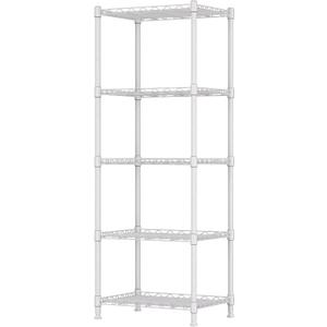 REGILLER 5-Wire Shelving Metal Storage Rack Adjustable Shelves,Standing Storage Shelf Units for Laundry Bathroom Kitchen Pantry Closet(White,11.8" D x 16.6" W x 53.5" H)