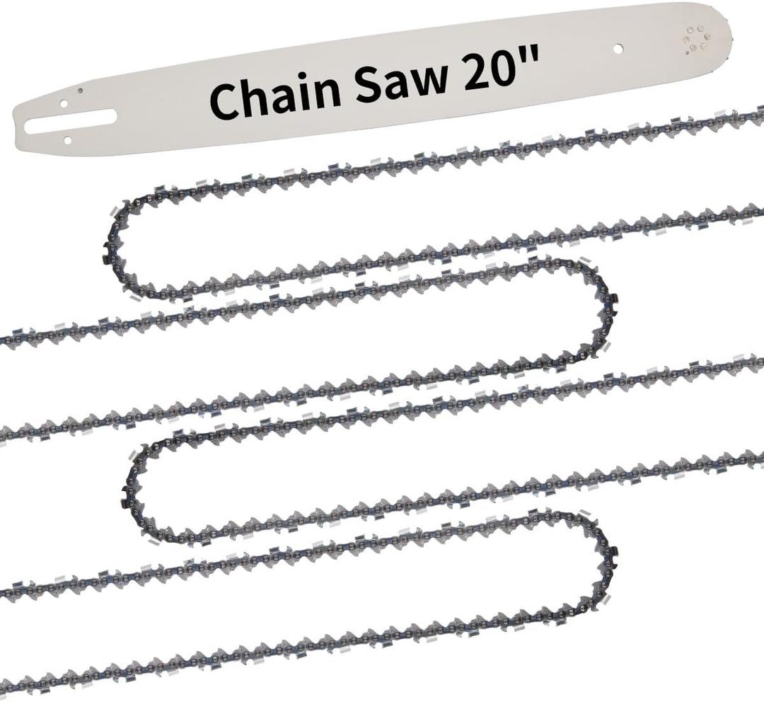 20 Inch Chainsaw Bar and Chain Combo for Husqvarna, Replacement for Saw Chains, 3/8" Pitch, 050" Gauge, 72 Drive Links Fits Husqvarna 455, 460 Rancher 570, Poulan PP5020AV(4 Chains +1 Bar)