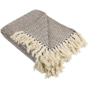 DII Chevron Throw Collection Handloomed Cotton, 50x60, Dark Brown