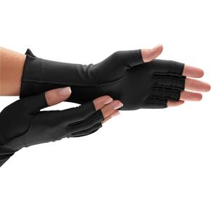 isotoner Women & Men Arthritis Compression Rheumatoid Pain Relief Gloves for joint support with Open/Full finger design (Black)