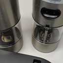 CIRCLE JOY Electric Salt and Pepper Grinder Set Stainless Steel Spice Grinder Automatic Pepper Mills with Easy-to-Carry Dual Charging Station, White Led Light, and Adjustable Coarseness, Silver (Rechargeable Set with 2-in-1 Charging Base - Silver)