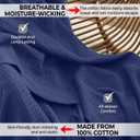 100% Cotton Blankets for Bed - Waffle Weave Blankets for Summer, Lightweight and Breathable Soft Woven Blanket for Spring (Navy, Queen (90" x 90"))