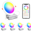 Smart Recessed Lighting 4 Inch RGBCW Color Changing 12W LED Recessed Ceiling Light with Junction Box,2700 K-6000K,1080LM Canless Downlight Compatible with Alexa,Dimmable by Bluetooth Control (4 Pack)