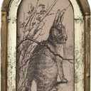 Smaroll Rustic Easter Decorations Bunny Photo Rabbit Painting with Frame Farmhouse Decoration