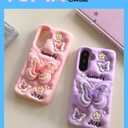 Cute 3D Butterfly Pop-Up Stand and Grip Phone Case for Samsung Galaxy S24 Ultra, Kawaii Cartoon Soft Silicone Phone Cover, Adorable Girly Design for Girls, Kids, Teens, and Women