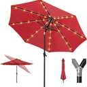 Tempera Solar Patio Umbrella 40 LED Lighted Outdoor Umbrella Table Market Umbrella with Push Button Tilt and Crank, Solar Umbrella with Sturdy Pole&Fade Resistant Canopy, Easy to Set