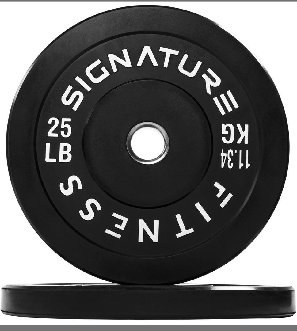 Fitvids 2" Olympic Bumper Plate Weight Plates with Steel Hub, 25LB, Pair