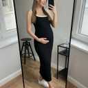 ZESICA Women's 2026 Summer Bodycon Midi Dress Casual Sleeveless Square Neck Side Slit Knit Beach Vacation Long Dresses (Black, L)
