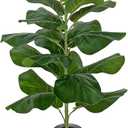 BESAMENATURE 30.5" Little Artificial Fiddle Leaf Fig Tree/Faux Ficus Lyrata for Home Office Decoration, Ships in Silvery Gray Planter