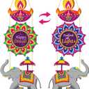 Yookeer 1Pcs Happy Diwali Wooden Door Sign with Hanging Rope Indian Festival of Lights Party Welcome Decor Hanging Decorations Hindu Dewalee Greeting Indian Lakshmi Pooja Welcome Decor(Diwali)