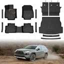 Mixsuper Floor Mat & Cargo Liner for Toyota RAV4 2019-2025(Hybrid & Gas),All Weather Floor Liner and Cargo mat with Backrest Protectors and Door Sill Guards RAV4 Accessories,Full Set Car Mats,Black