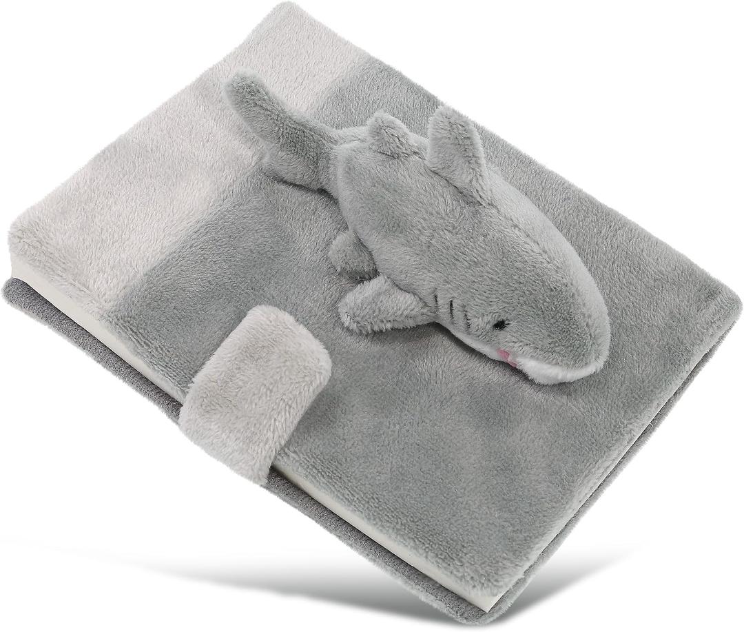 Puzzled DolliBu Shark Plush Journal Notebook - Stuffed Shark Notebook for Girls and Boys, Cute Ocean-Themed Stationary Writing Journal or Diary for Kids and Adults - 80 Pages, 4.5x5.75 Inches