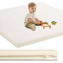 Baby Play Mat for Floor,1.3" Thick Foam Nursery Rug with Removable Washable Cover,Non Slip Soft Velvet Kids Play Crawling Mat for Toddlers,Infants,Yoga Mat,Tatami Mat,50x50 Inch Beige (50"x50")