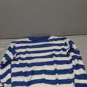 SOLY HUX Women's Color Block Striped Knit Tops Casual Long Sleeve Drop Shoulder Sweater Pullovers Blue and White, X-Small