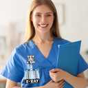 Xray Radiology Badge Reel and Buddy, Skeleton Skull Retractable ID Holder and Badge Buddy w/X-Ray Parameter Conversion Charts, Work Accessories Gifts for Radiology Tech Student