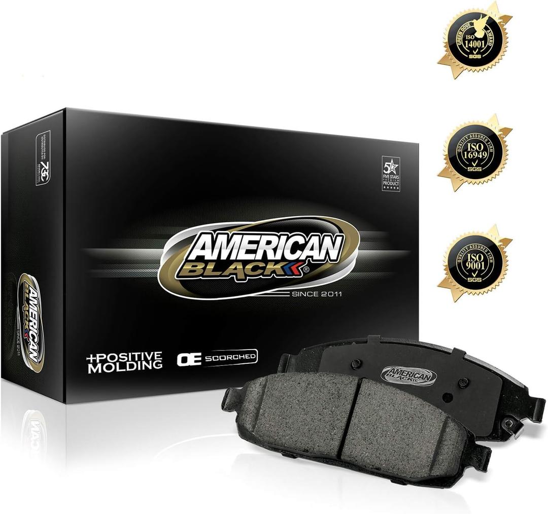American Black PREMIUM D-866 Ceramic FRONT Brake Pads Compatible With MITSUBISHI Outlander 2003-2022 / RVR 2011-2022 / JEEP Compass 2007-2017 / Patriot 2007-2017 & Others (SEE IMAGES) - QUIET