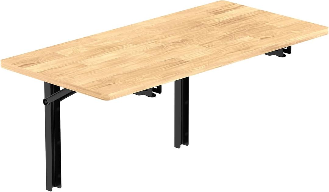 TORACK Heavy Duty Wall Mounted Folding Workbench, Space-Saving Collapsible Wall Table/Desk for Garage Workshop, Holds Up to 550 lbs(Board Size: 32 x 18 in)