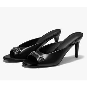Coutgo Women's Heeled Mules Peep Toe High Heels Backless Dress Shoes Summer Slide Sandals with Metal Chain, Size 8 Coutgo Women's Heeled Mules Peep Toe High Heels Backless Dress Shoes Summer Slide Sandals with Metal Chain, Size 8