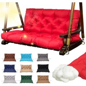 Replacement Swing Cushions for Outdoor Furniture: 2-3 Seater Waterproof Porch Bench Cushions with Ties and Backrest - 4" Thick Patio Swing Chair Cushion for Garden Backyard