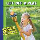 Tiki Torch Bubbler - Bubble Machine with Lights and Music, Bubble Blower and Wand, Rechargable Outdoor Toy for Kids Teens Adults, 4 Feet Tall, Includes 4oz Bubble Solution