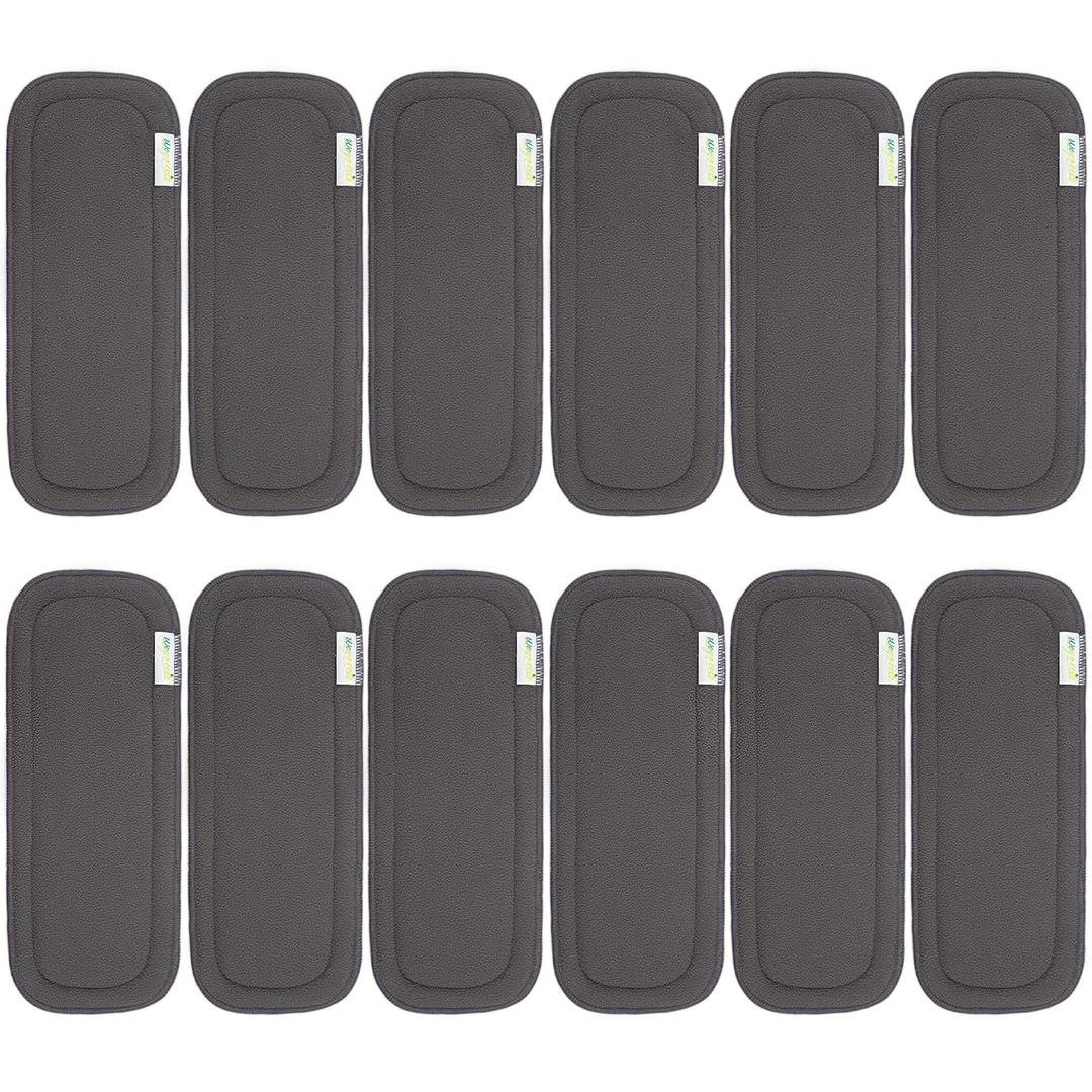 Wegreeco Reusable Soft 5 Layers 12 Pack Charcoal Inserts for Baby Cloth Diaper,High Absorbing Washable Liners (Grey)