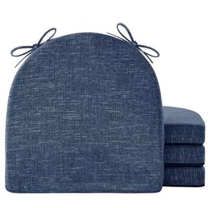 IPYNBAP Chair Cushions for Dining Chairs, Kitchen Chair Cushions, 16'' x 16'' x 2'', Non Slip Indoor Seat Cushions, Chair Pads for Dining Chairs with Ties & Removable Cover, Set of 4, Navy