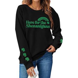 UNIQUEONE St Patricks Day Sweatshirt - Shamrock Long Sleeve Shirt Ireland Clover Print Pullover Tops, XL 