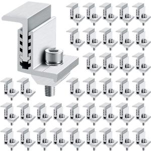 Zhengmy 40 Pack Solar Panel End Clamp Mounting Z Bracket Mid Clamps Aluminum Rail End Clamps Clips Adjustable Panels Grounding Gutter Kit for Pv Mounting System Install Hardware Fasteners Accessory