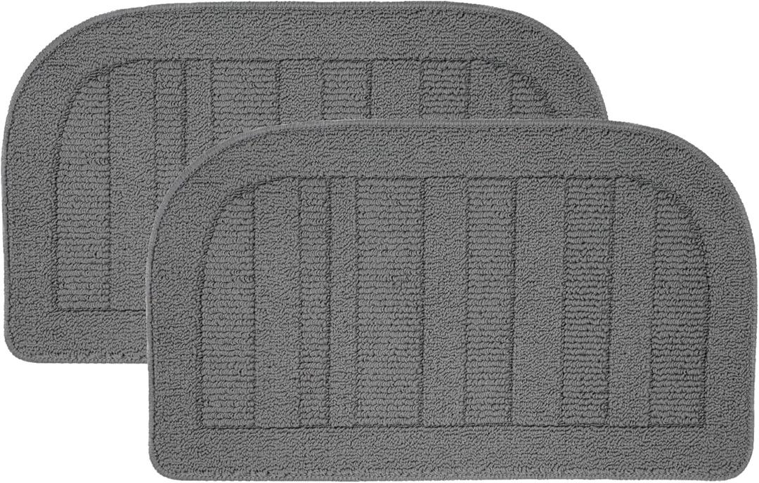 BEQHAUSE 30x18 Inch Kitchen Rug Mats 2pcs, Durable Anti-Slip Absorbent Dirt-Resistant Kitchen Rug Set Pet Mat Machine Washable (Grey) 