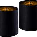 GOSO Tall Drum Velvet Black Lamp Shades Set of 2- Lampshades for Table Lamps-9.8 * 9.8 * 10.8 inch (Spider) Small Drum Shade-Modern Lampshade-DIY Shade-Replacement,Easy Assembly-Handcraft-Rustic