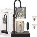 Candle Warmer Lamp with Timer, Electric Candle Warmer for Jar Candles, House Warming Gifts, Birthday Gifts for Mom Women Friends, Home Decor Dimmable Wax Melt Lamp, Black, Glass