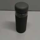 W&P Porter Glass Wide Mouth Bottle w/ Protective Silicone Sleeve | Charcoal 16 Ounces | On-the-Go | Reusable Bottle | Portable and Lightweight | Dishwasher Safe