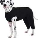 Kuoser Dog Surgery Suit Female Spay Male Neuter, Dog Leg Sleeve to Stop Licking Soft Dog Onesie for Abdominal Wound, Dog Recovery Suit Rear Leg Sleeves Pet Elbow Brace Protector Dog Pants, Black 4XL