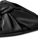 PIZZ ANNU Women's Camila Knotted Slide Sandals with Memory Foam, Comfortable Leather Slip-On Dressy Flat Sandals for Summer & Beach (8, Black)