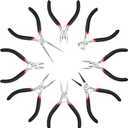 MAXPOWER Mini Jewelry Pliers Set - 8pc, Diagonal, End Cut, Bent, Combination, Flat, Needle, Round Nose (4.5-inch)
