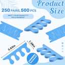 Mumufy 250 Pairs Blue 500 Pcs Sponge Toe Separators Kit for Pedicure - Soft Toe Spacers, Finger Dividers for Nail Art Painting, Manicure, Toenail Polishing, Spa Treatment for Women