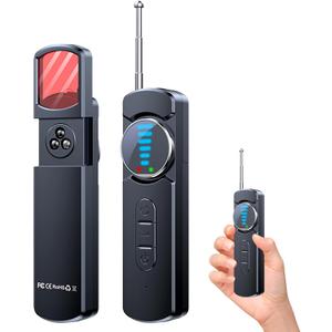 Hidden Camera Detector, AI Anti Spy Bug Detector with RF Signal Scanner, WiFi Finder, GPS Tracker Detector, Listening Device Finder, 6-in-1 Portable for Travel Hotel Bathroom Car Office (Black)