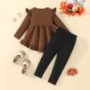 Little Girl Thanksgiving Outfit Turkey Shirt Dress Top+ Tights Pants 3-8 Years (6-7 Years)
