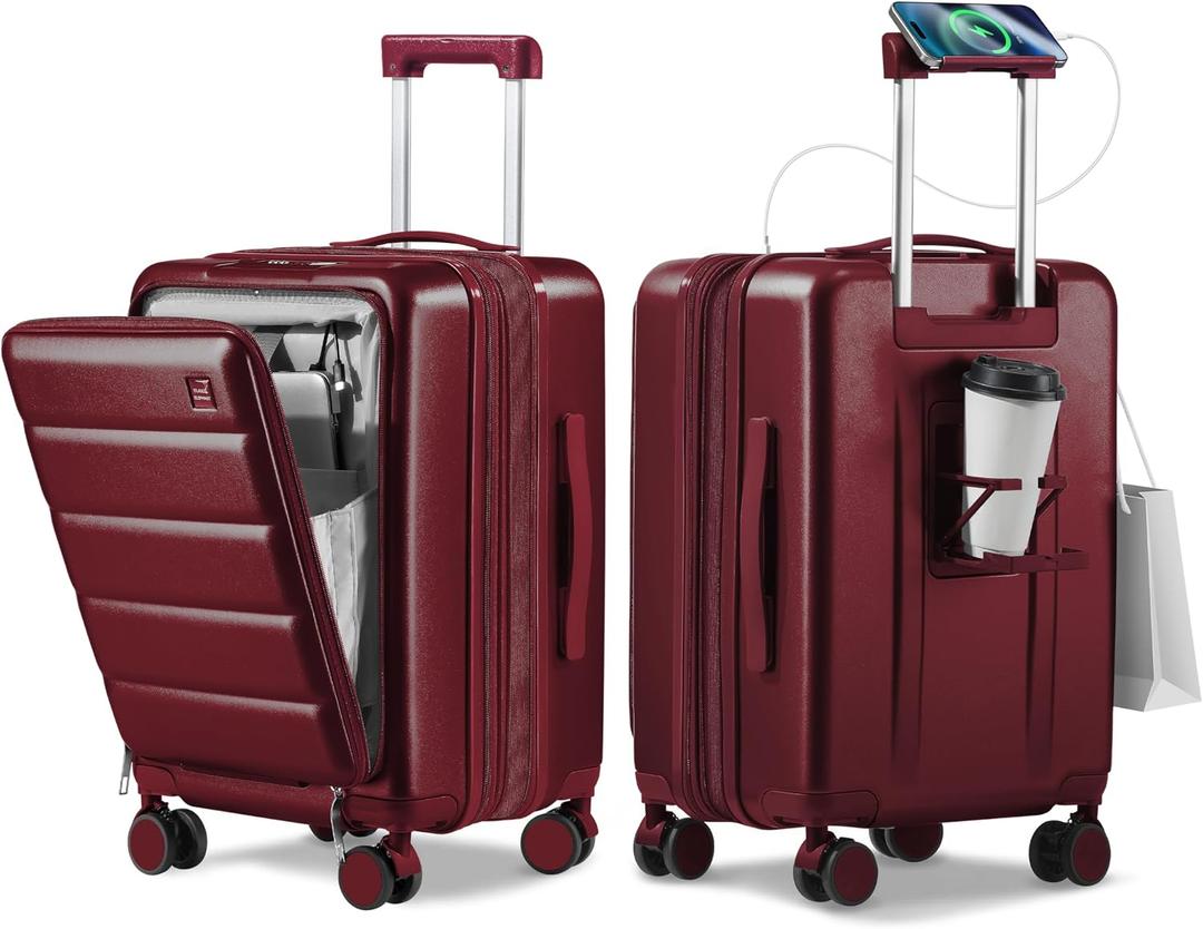 ISLAND ELEPHANT 20IN Expandable Carry On Luggage-Wine Red,  20 Inch-EXT