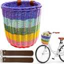 Pretty Cute Kids Bike Basket Front,Rainbow Bicycle Basket for Girls (9inch)