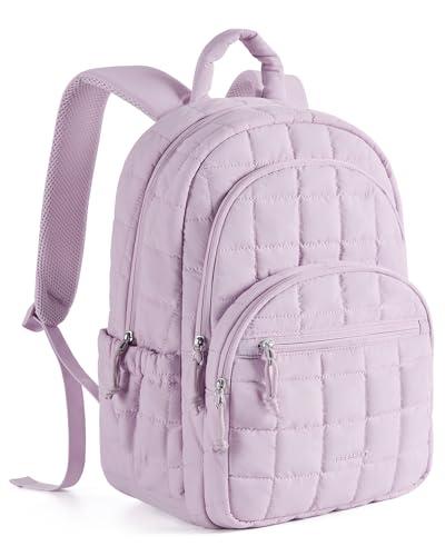 BAGSMART College Laptop Backpack, Travel Backpack for Women, Quilted Casual Daypack, Water-Resistant Bookbag for 15.6 Inch Laptop, Lavender